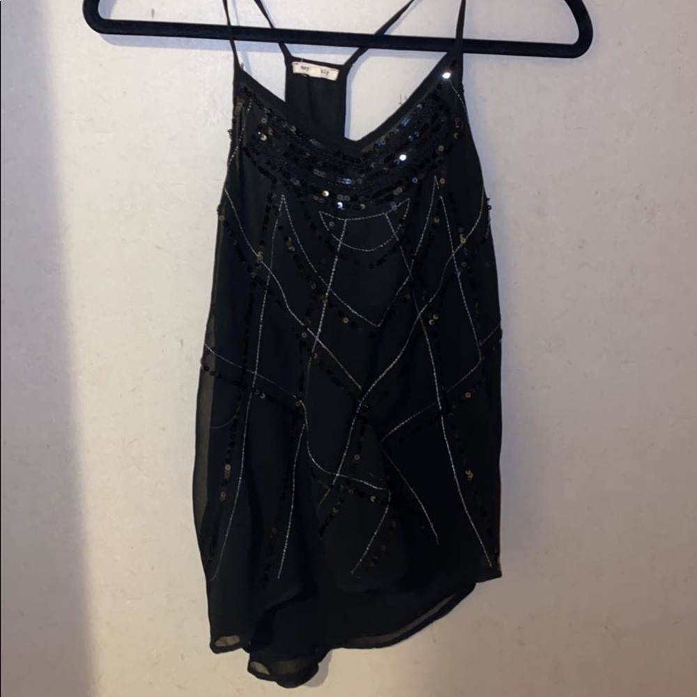 Black tank with sparkle front